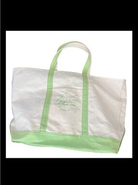 VTG 90s LL Bean Boat And Tote Lt Green Canvas Oprah’s BK ClubXL Tote Bag 26x16x9